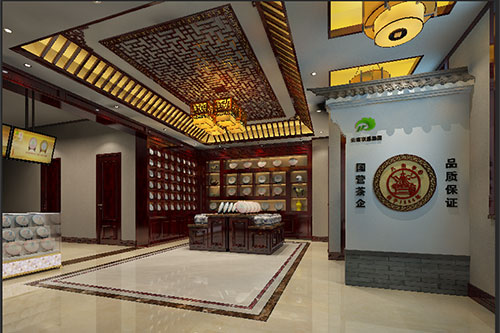 泉州古朴典雅的中式茶叶店大堂设计效果图
