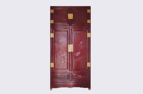 泉州高端中式家居装修深红色纯实木衣柜