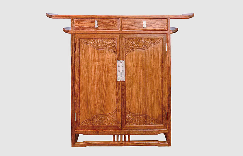 泉州观云潮家庭中式装修实木玄关柜效果图